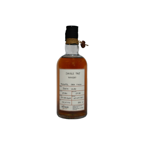 Ein Bild des South Islay Single Malt Whiskys aus einem Moscatel Fass.