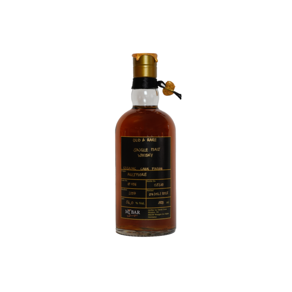Ein Bild des Aultmore 2007 Old & Rare sinlg Malt Whiskys aus einem Frapin Cognac Fass.