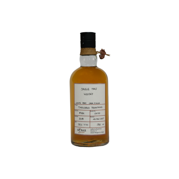 Ein Bild des Thousand Mountains Whiskys aus dem White Port Fass von myBar by David Gran.