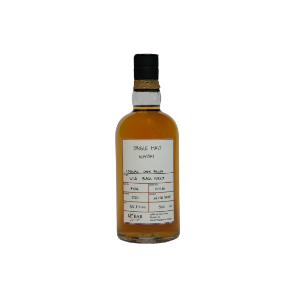 Ein Bild des Wild Blackforest Single Malt Whiskys mit FInish in einem Cognac Fass von myBar