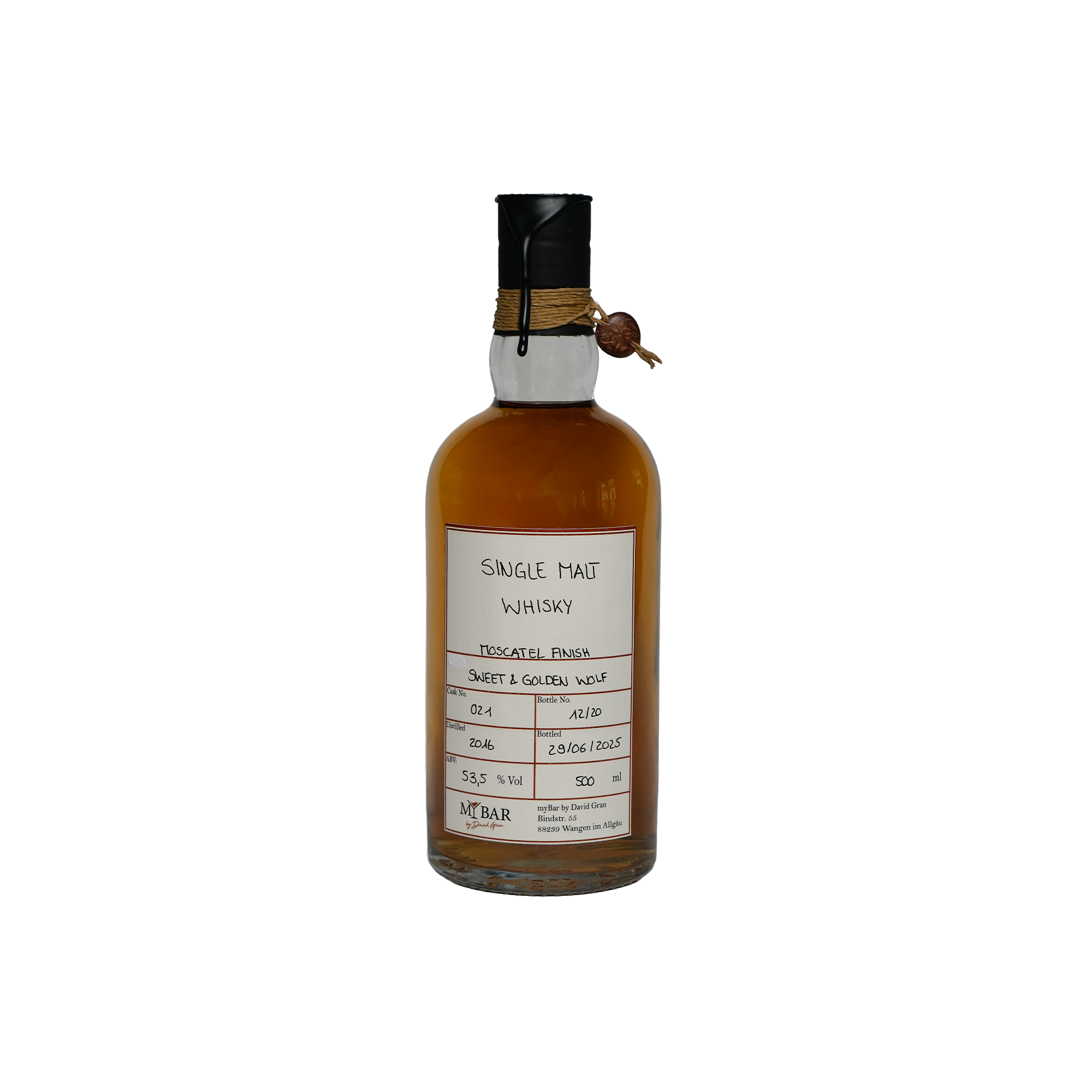 Ein Bild des Sweet Golden Wolf Single Malt Whiskys.