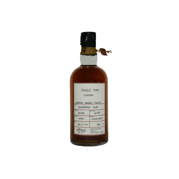 Ein Bild des Unpeated Islay 2016 mit einem Finish in einem Oloroso Sherry Fass.