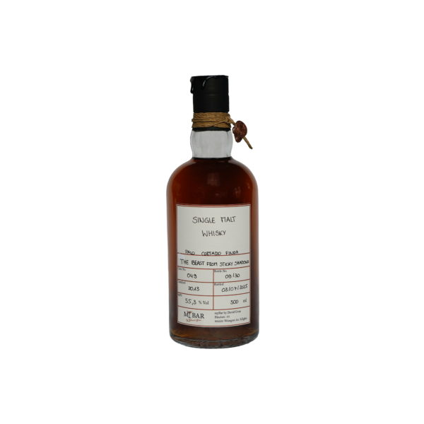 Ein Bild des The BEast from Sticky Shadows Single Malt Whisky aus einem Palo Cortado Fass.