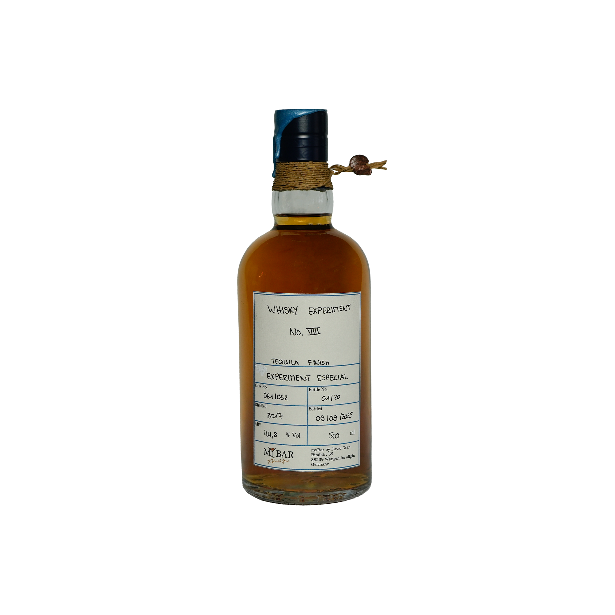 Ein Bild des Whisky Experiments No. VIII mit einem Finish in Tequila Fässern.