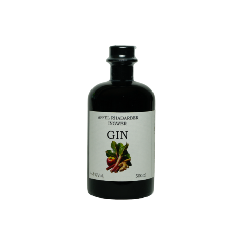 Ein Bild des Rhabarber Ingwer Apfel Gins.